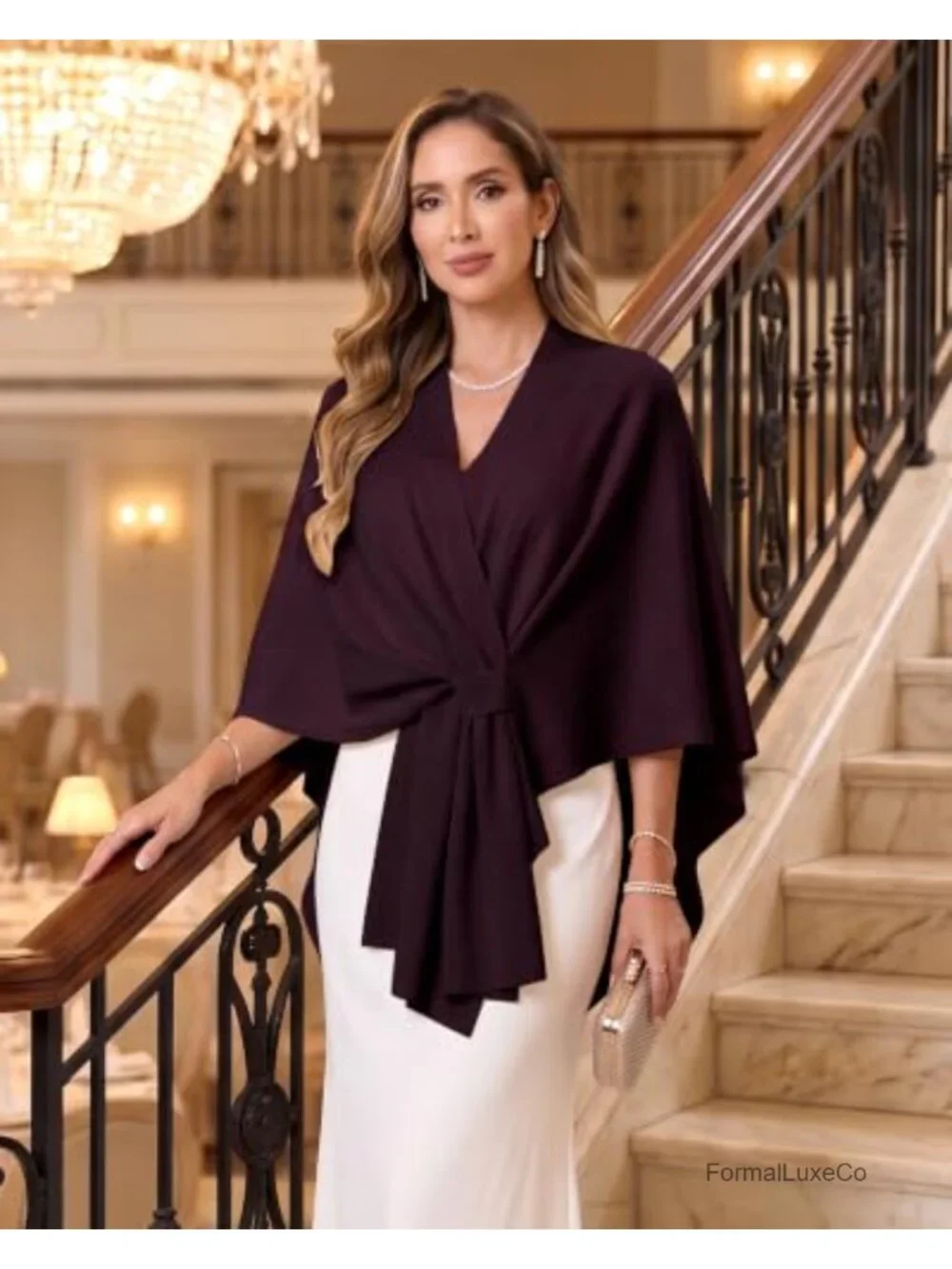 Cashmere Blend Open Front Poncho Sweater Shawl Wrap for Women Cozy Knit Ruana